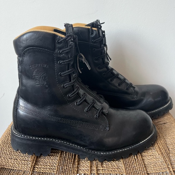 Chippewa Boots Men’s 10 Vintage Ruttman Paratrooper Steel Toe Boots Black - Picture 1 of 6